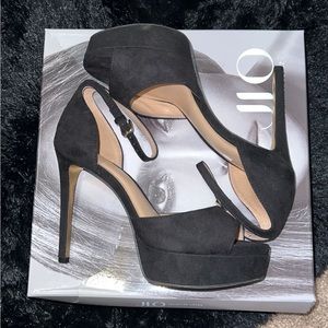 Black, Suede Platform Heels